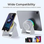 🔊 2-in-1 Wireless Induction Speaker & Adjustable Phone Stand with RGB Ambient Light