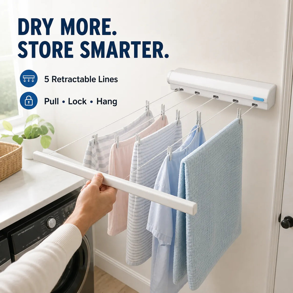 Retractable Multi-Line Clothesline | 4 or 5 Lines