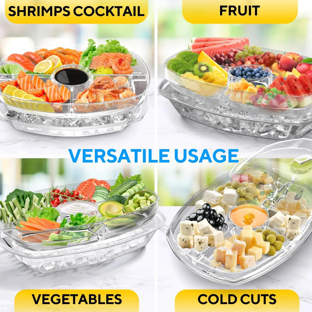 ❄️ 15-Inch Refrigerated Party Serving Tray with Lid