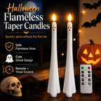 Flameless Ghost Taper Candles with Remote & Timer