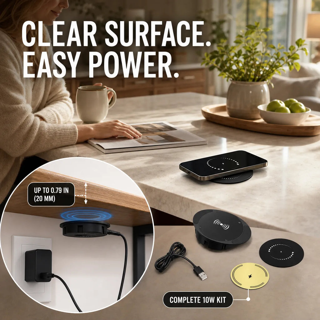 Hidden Through-Desk 10W Wireless Charger Kit
