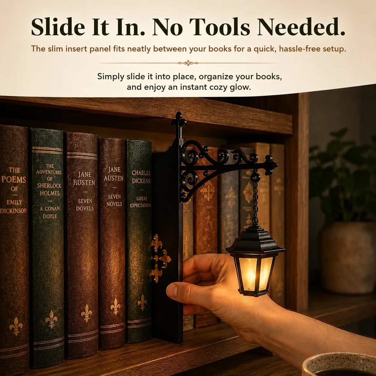 Enchanted Bookshelf Insert Light – Vintage Lantern or Reading Ghost