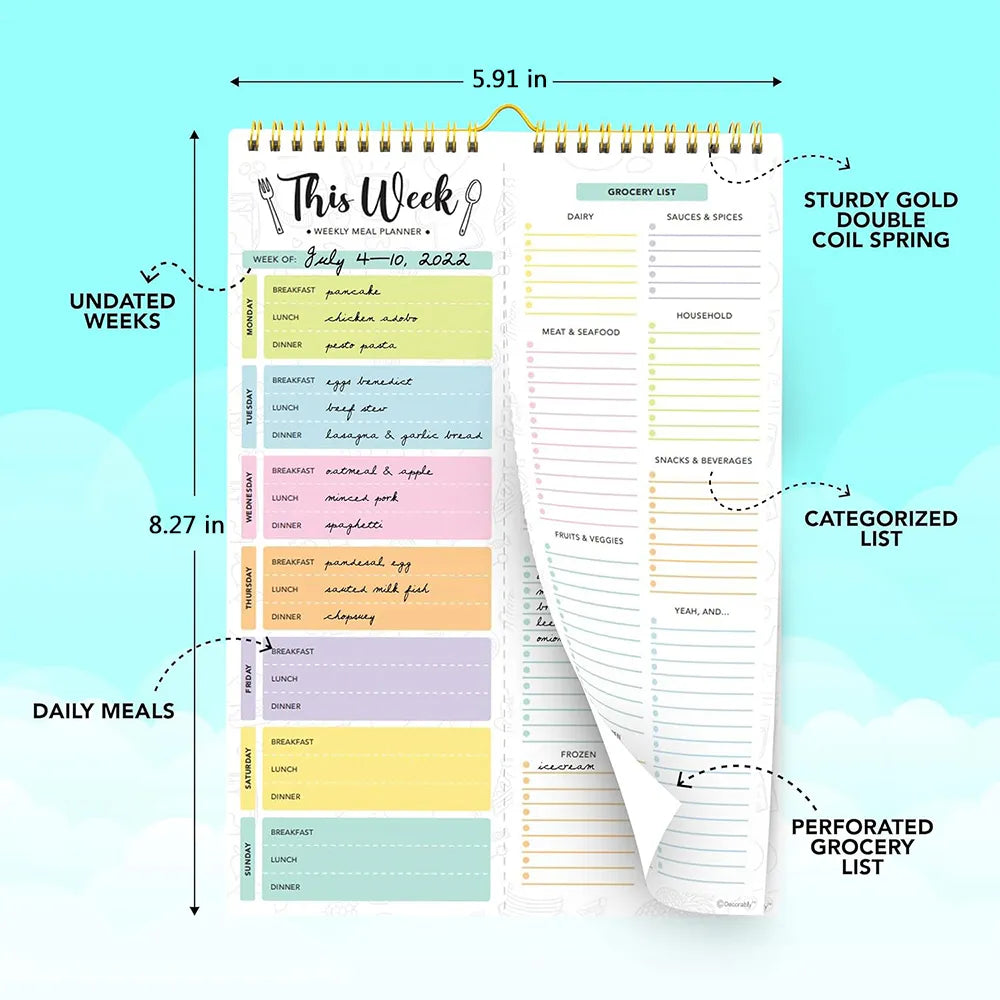 Magnetic Weekly Planner & Shopping List Pad 🧲📝