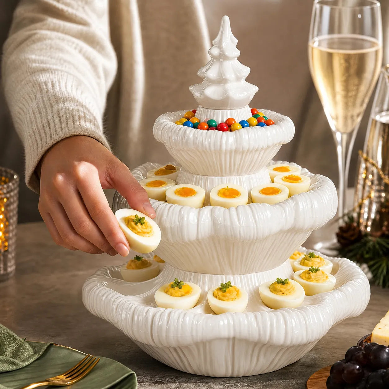 Festive 3-Tier Christmas Tree Serving Platter