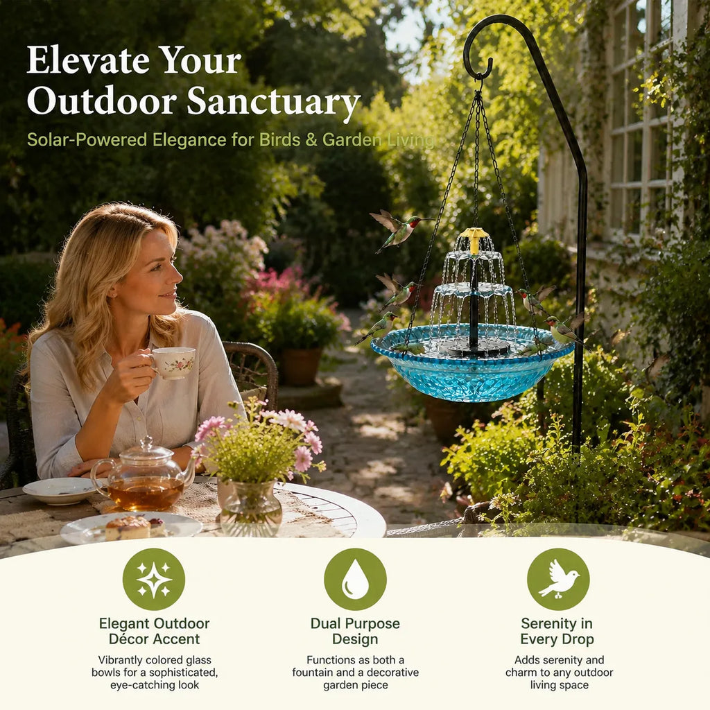 💦 Hanging Solar Bird Bath Fountain