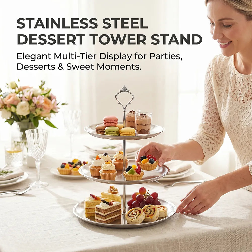 🍰 Stainless Steel Dessert Tower Stand