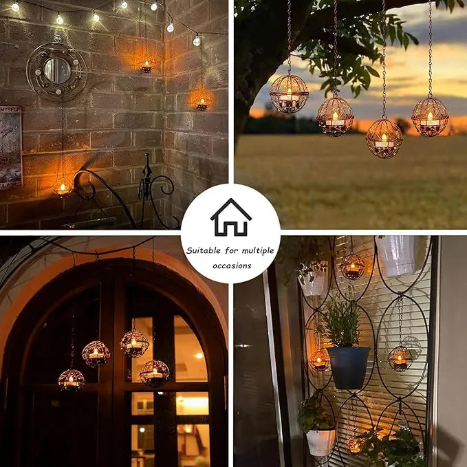 🌙 Solar Hanging Tea Light Lanterns – Add Sparkle to Your Evenings
