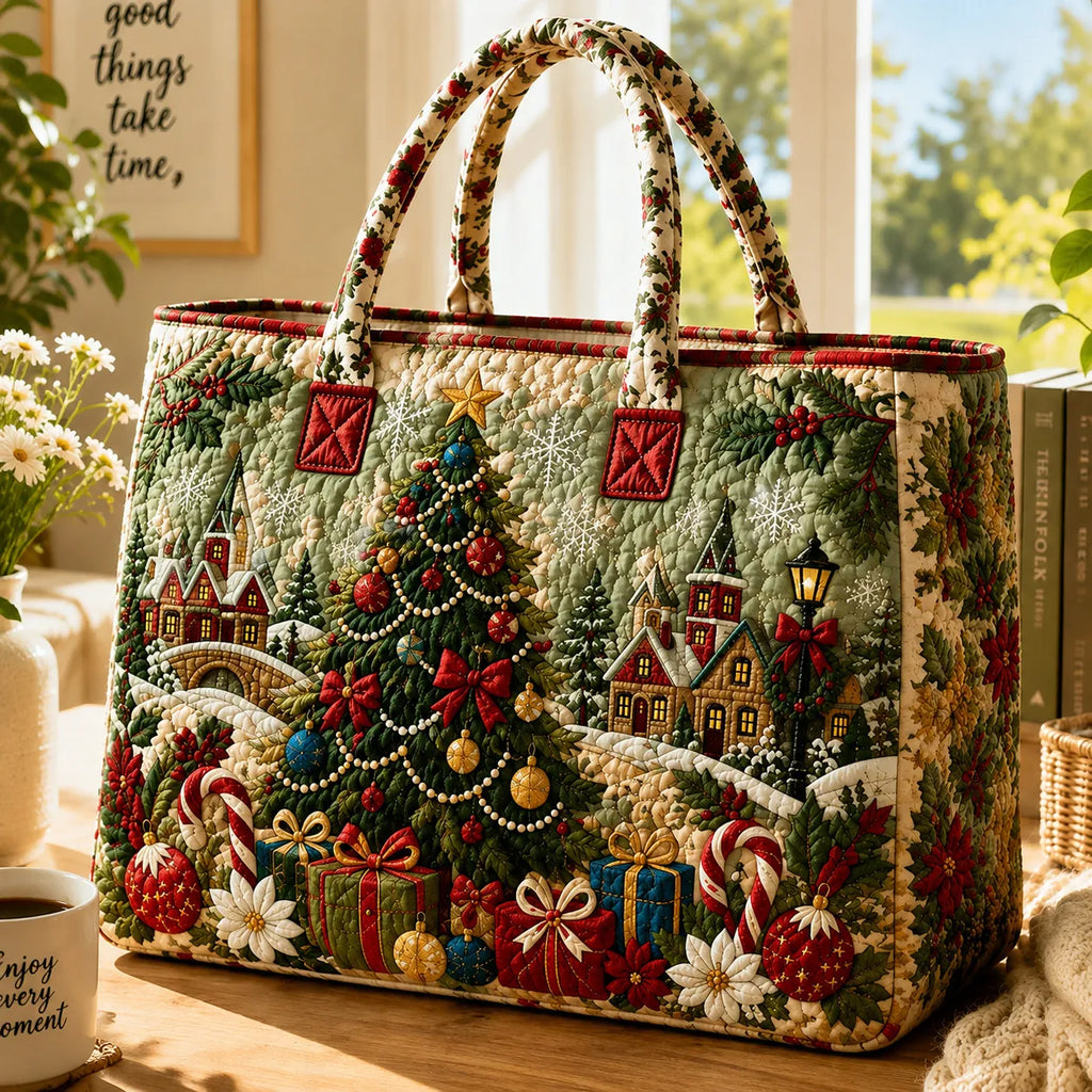 Quilted Christmas Tote Bag