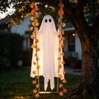 Light-Up Swinging Ghost with Maple Leaves & Remote-Controlled LED