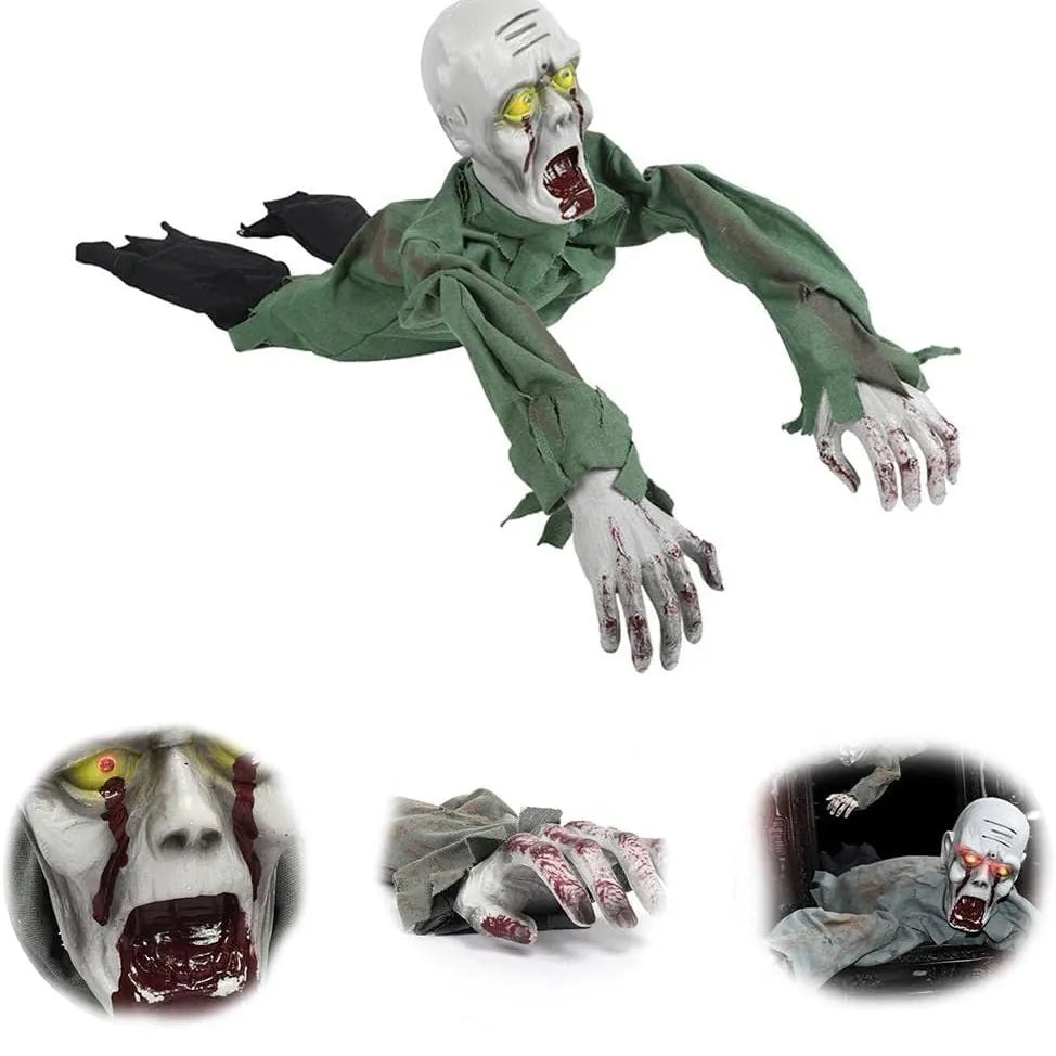 Crawling Zombie with Creepy Groans & Flashing Red Eyes