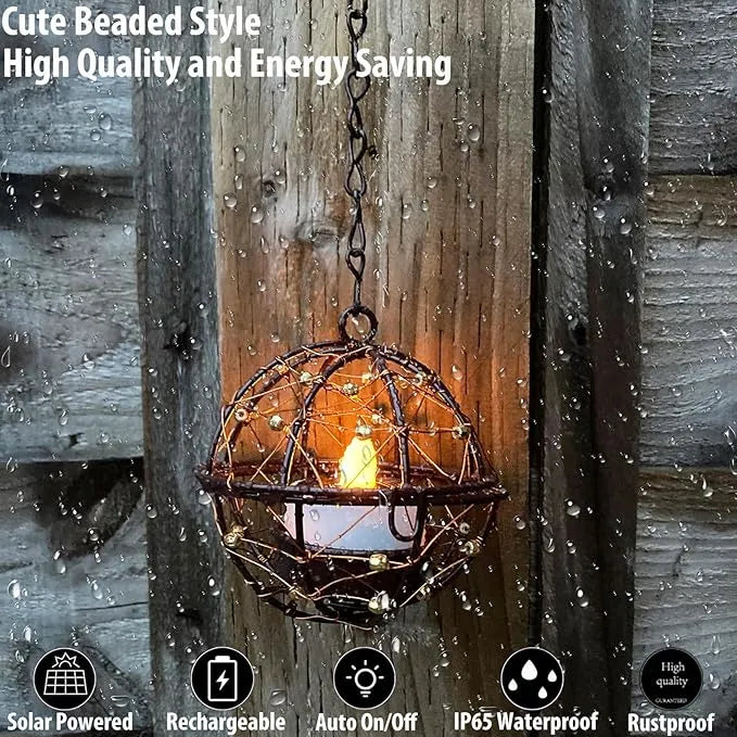 🌙 Solar Hanging Tea Light Lanterns – Add Sparkle to Your Evenings
