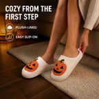 Cozy Jack-O'-Lantern Plush House Slippers