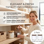 Glass Storage Jars with Airtight Bamboo Lids – Pantry & Kitchen Organizer Set🌾