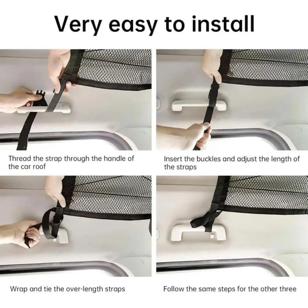 Car Ceiling Cargo Net — Overhead Storage Organizer