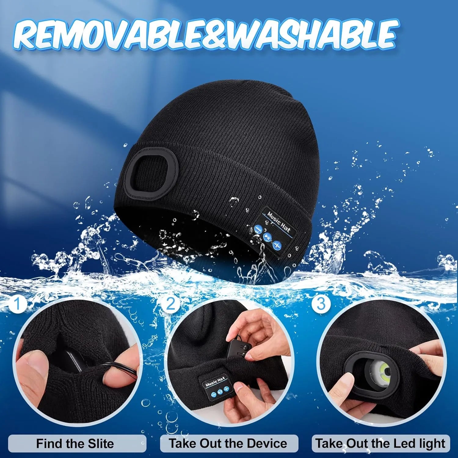 Unisex Bluetooth Beanie Hat with Light