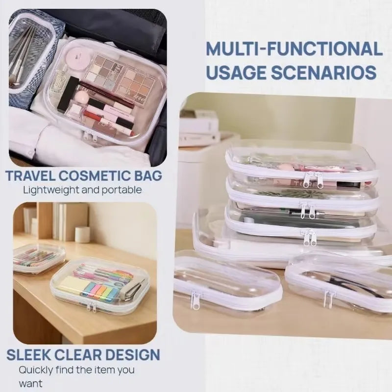 Clear Hard-Shell Zip Organizer Set