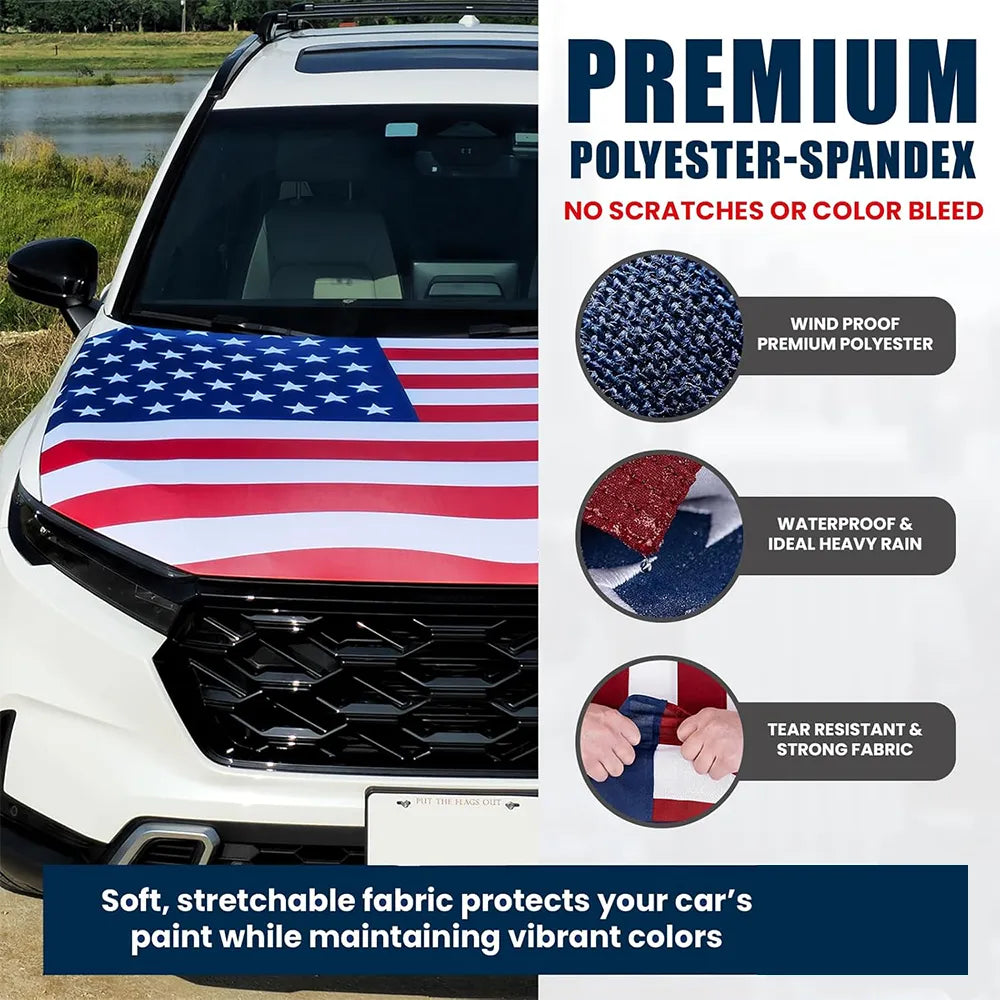🇺🇸 American Flag Car Hood Cover