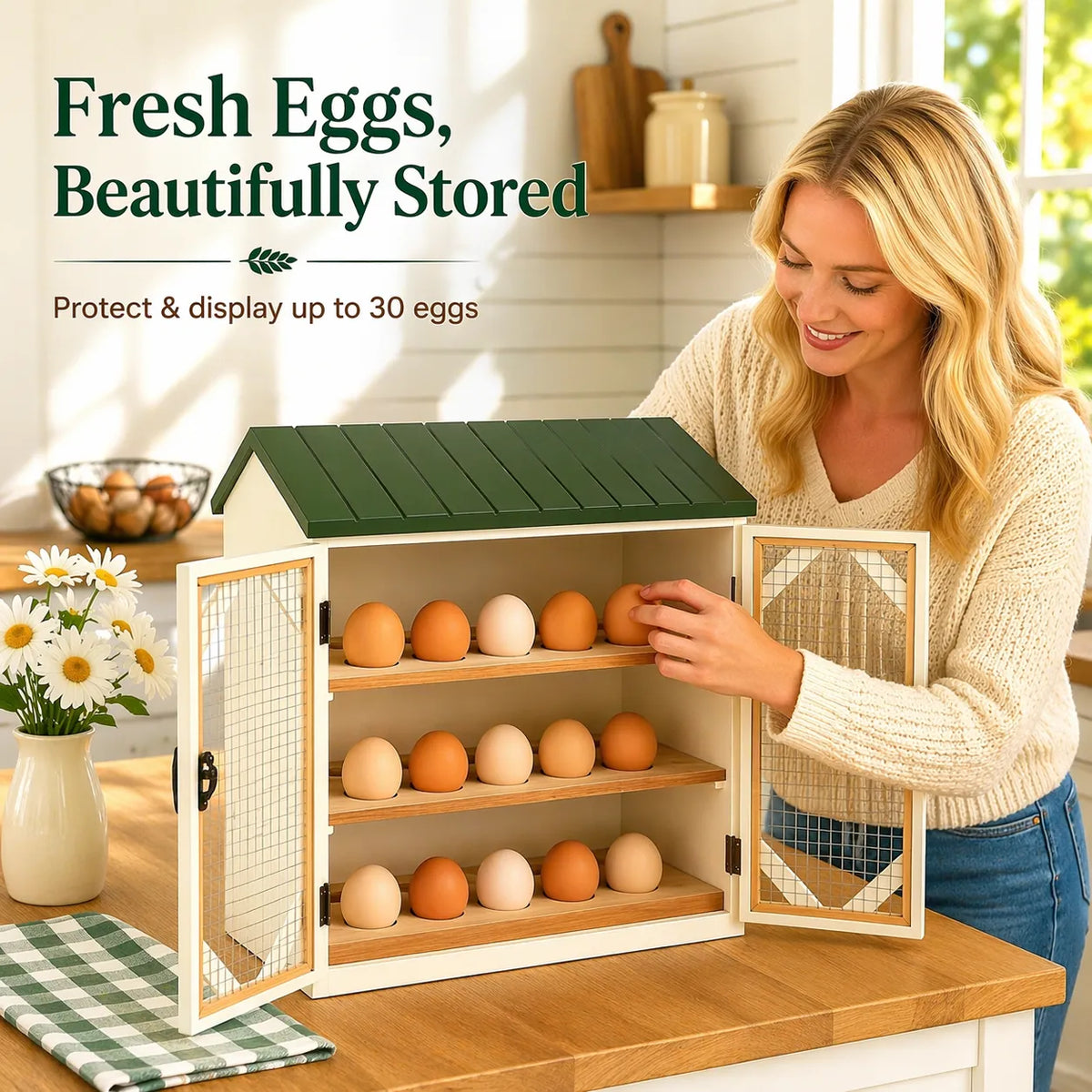 🥚 13” Rustic Chicken Coop Egg Holder