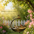 🐦 Vintage Outdoor Bird Bath & Feeder