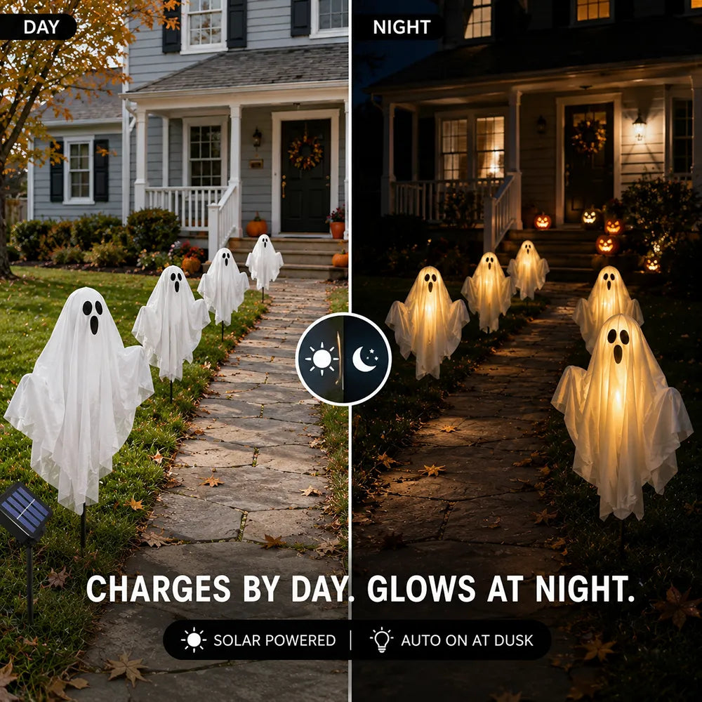 Solar-Powered Floating Ghost Pathway Lights