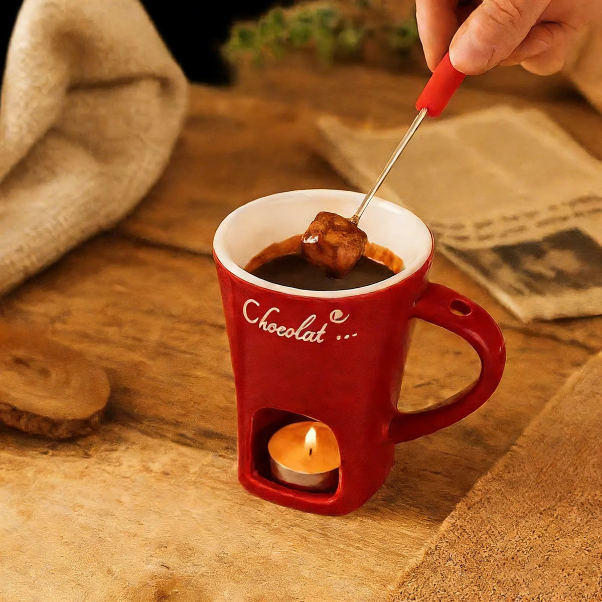 🍫 Chocolate Fondue Mug with Fork