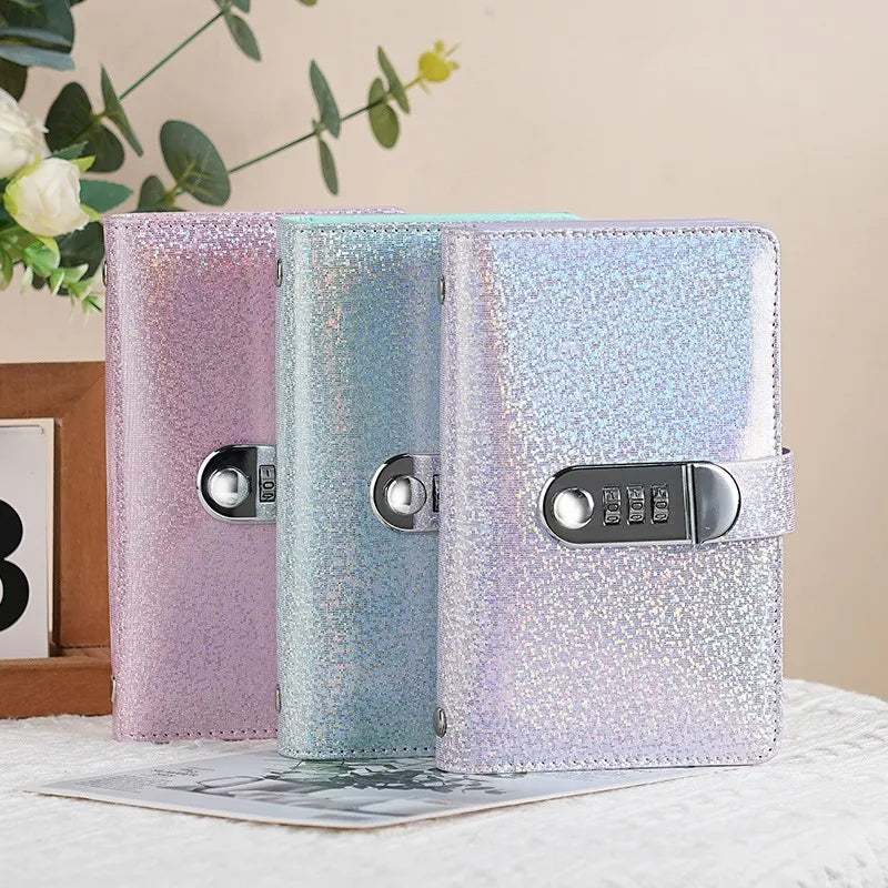 Holographic Glitter Locking Cash Savings Binder