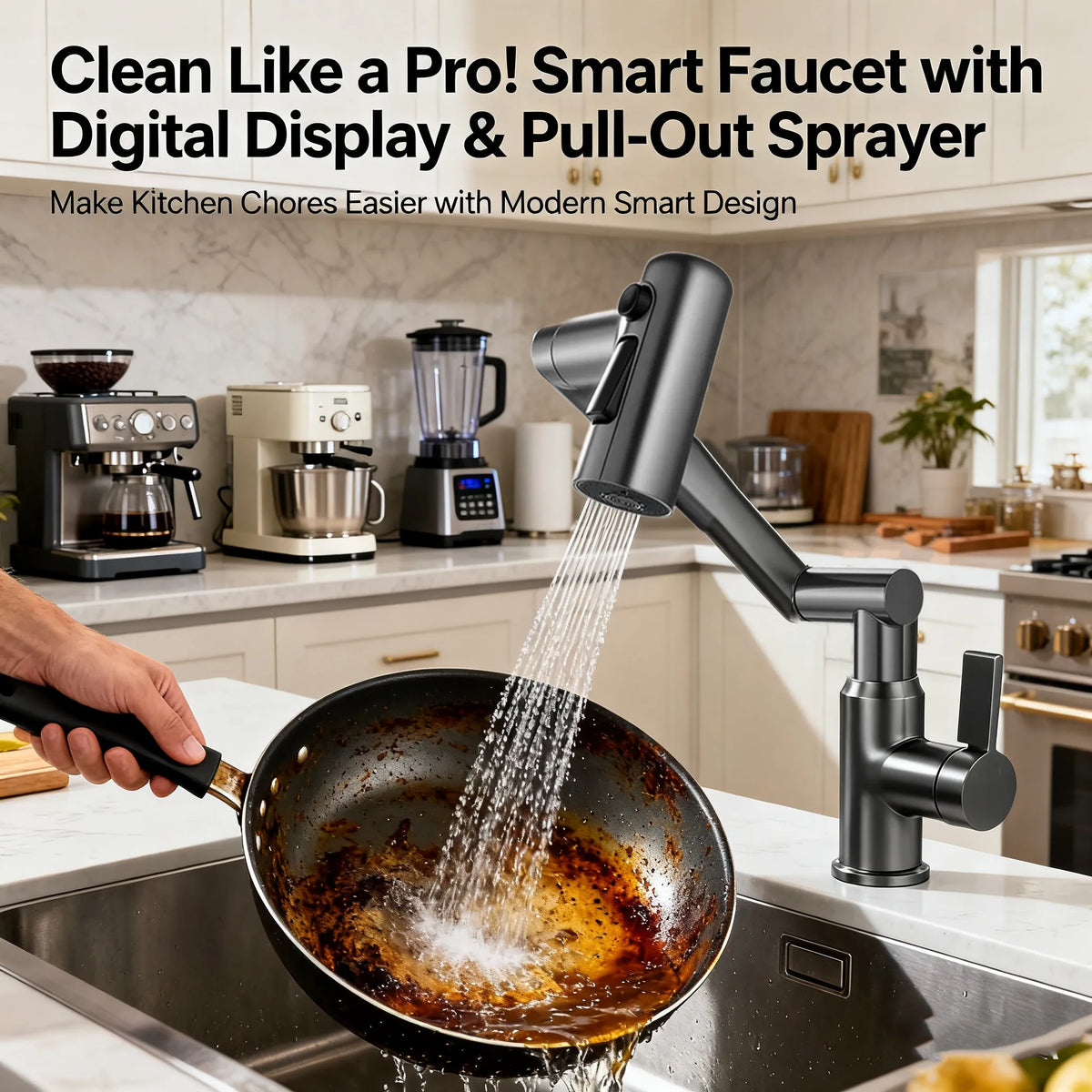 🏠 Smart Kitchen Sink Faucet with Digital Display & Pull-Out Sprayer