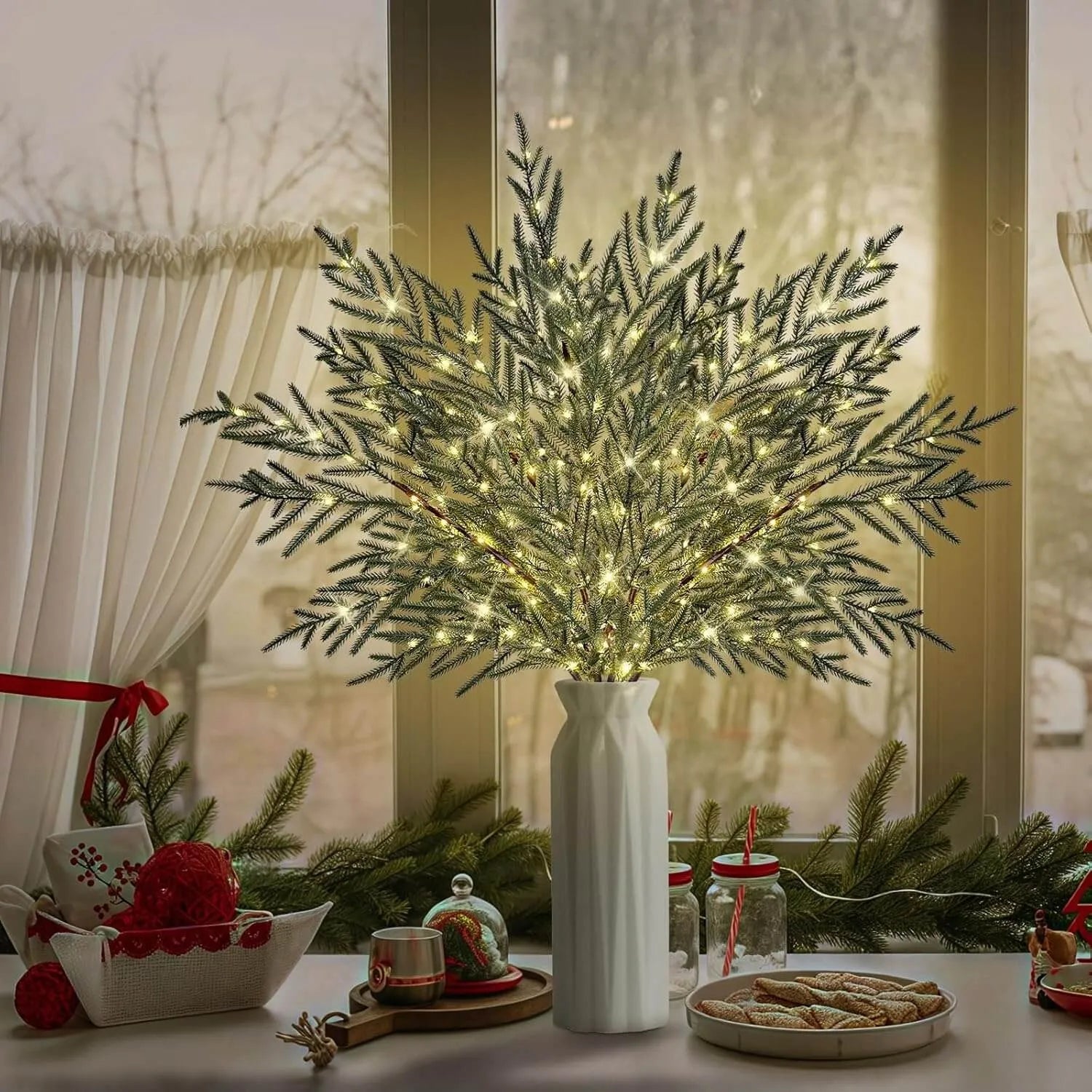 ✨ 32" Christmas Lighted Norfolk Pine Branches