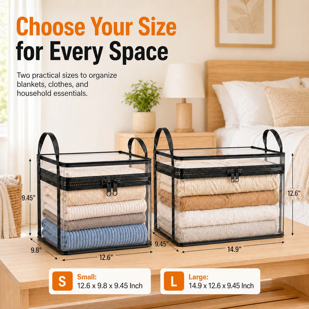 Clear PVC Storage Bins with Handles – 📚for Books, Toys, Media, & Organizing