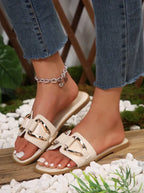 New Arrival: Women's Slip-On Flat Sandals with Metal Buckle – Perfect for Spring & Summer!