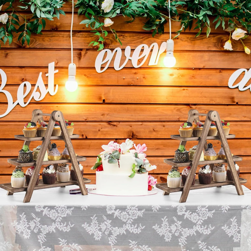 🌿 Wooden three-tiered tray stand