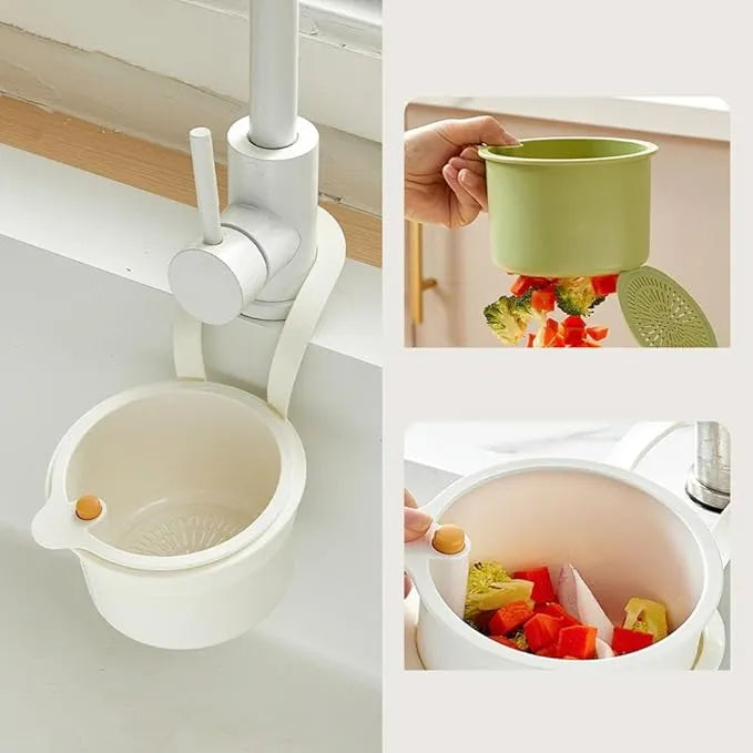 Hanging Sink Drain Basket with Bottom Release – Multi-Purpose Kitchen Strainer for Leftovers, Fruits, Tea & Cleaning Tools