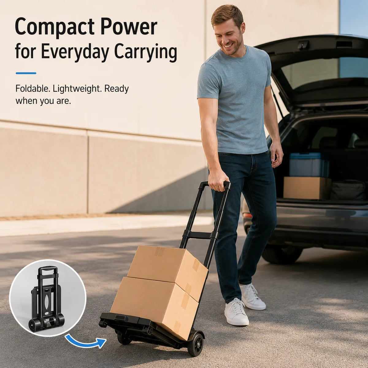 🧳Foldable Hand Cart — Lightweight Portable Trolley with Dual Wheels