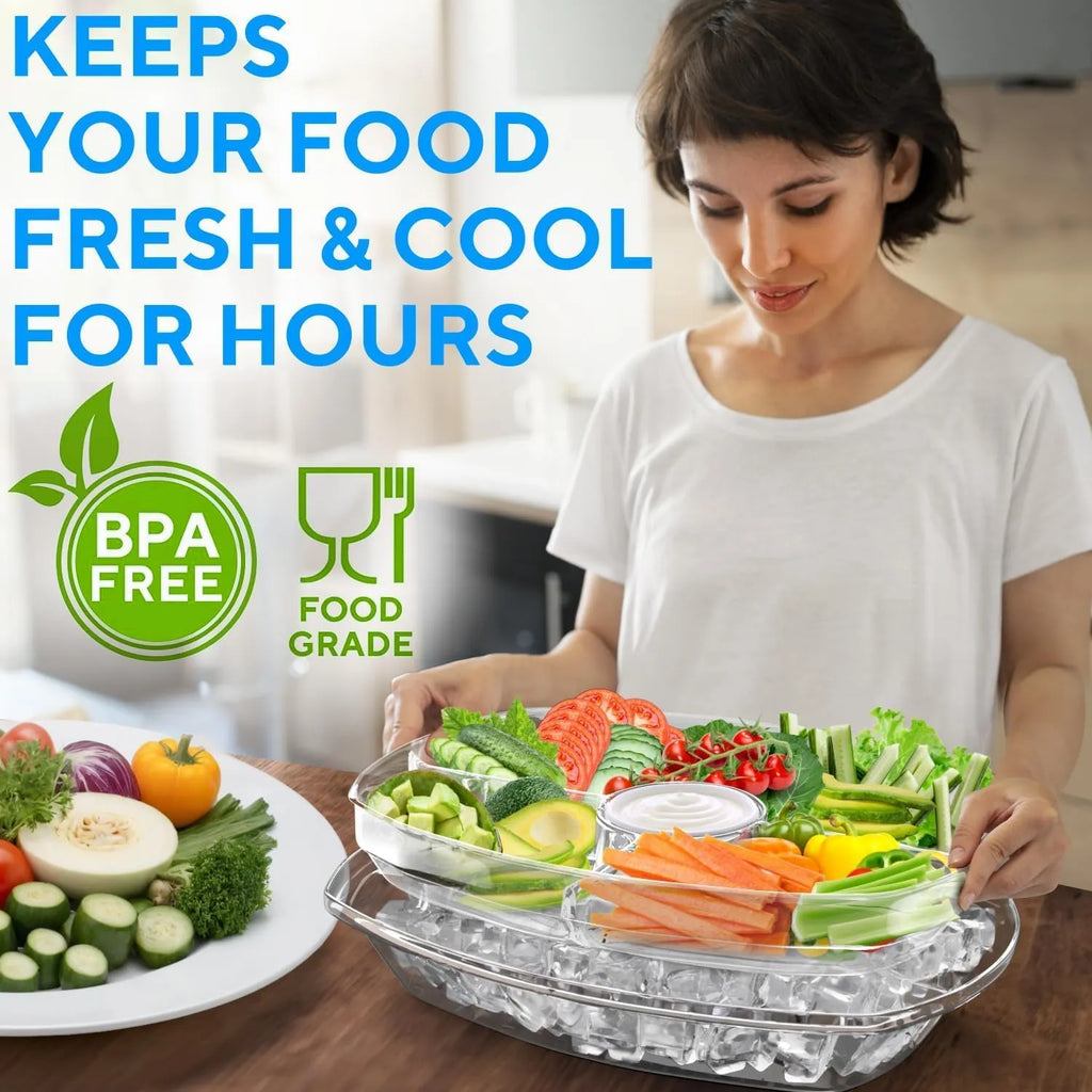 ❄️ 15-Inch Refrigerated Party Serving Tray with Lid