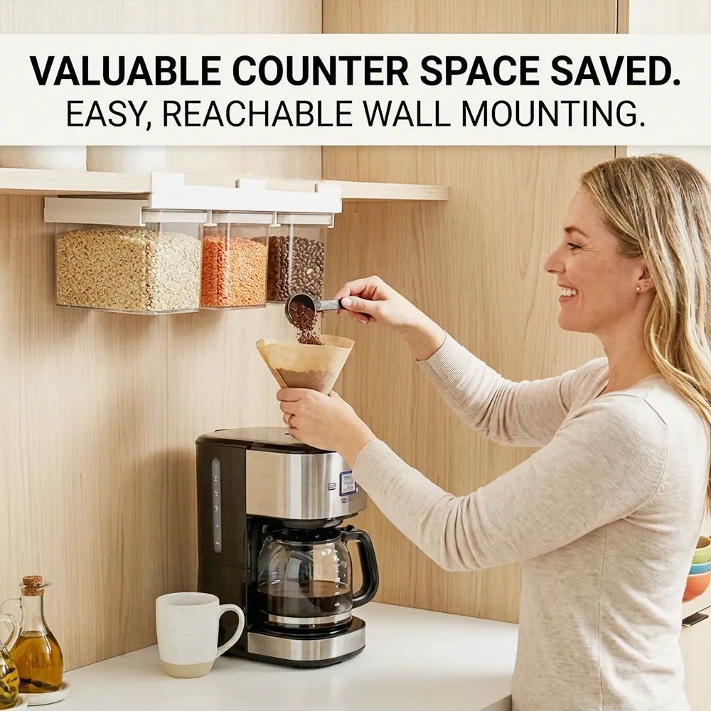 🧂 Under Cabinet Spice Rack with 3 Airtight Hanging Jars