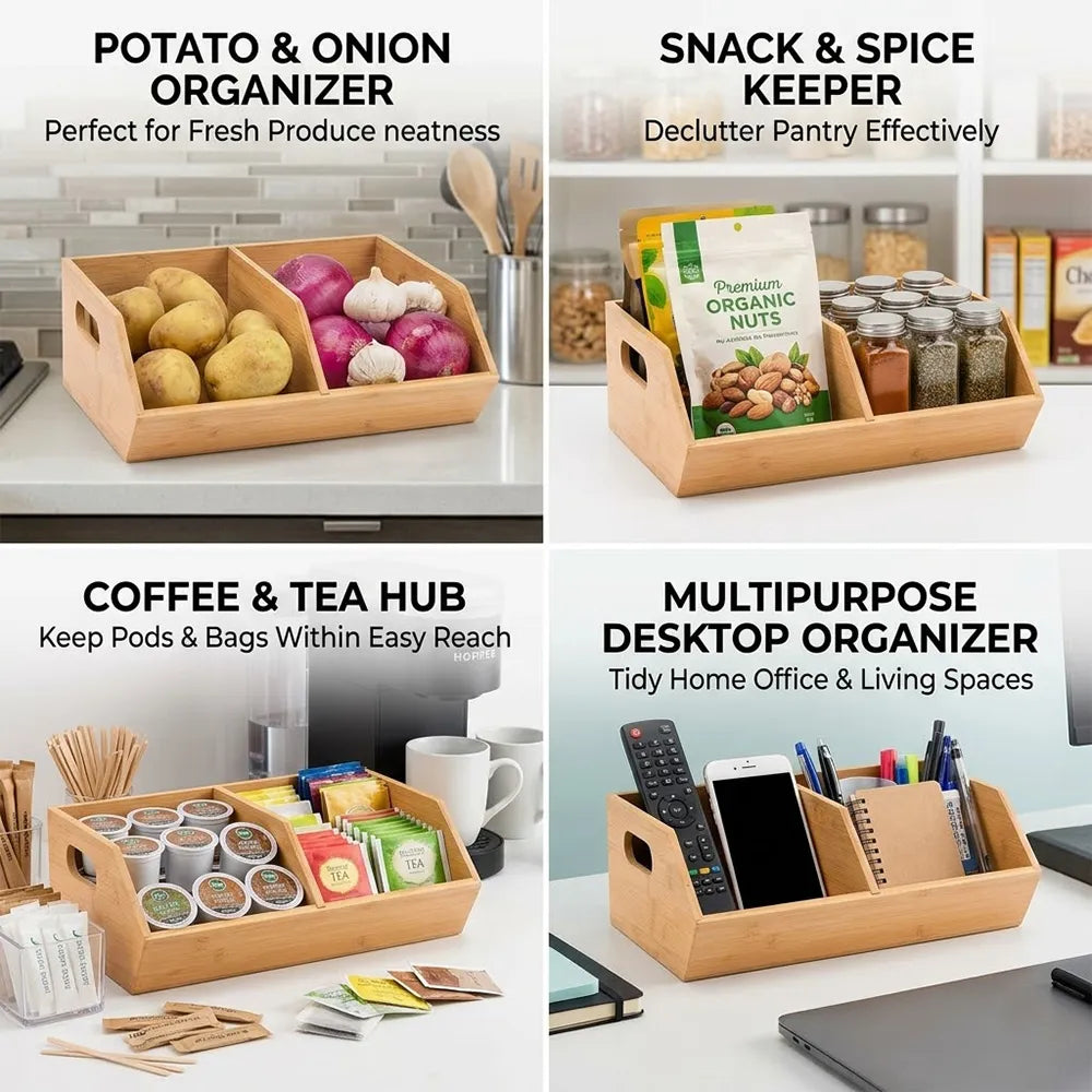 🌿 Bamboo Storage Boxes – Pantry & Kitchen Organizers