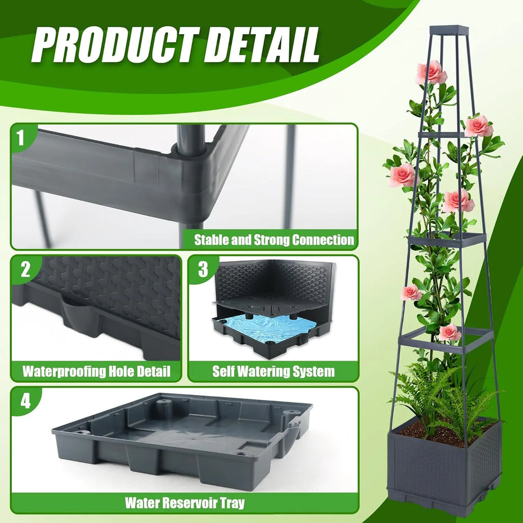 🌱Elevated Planter Box with Trellis