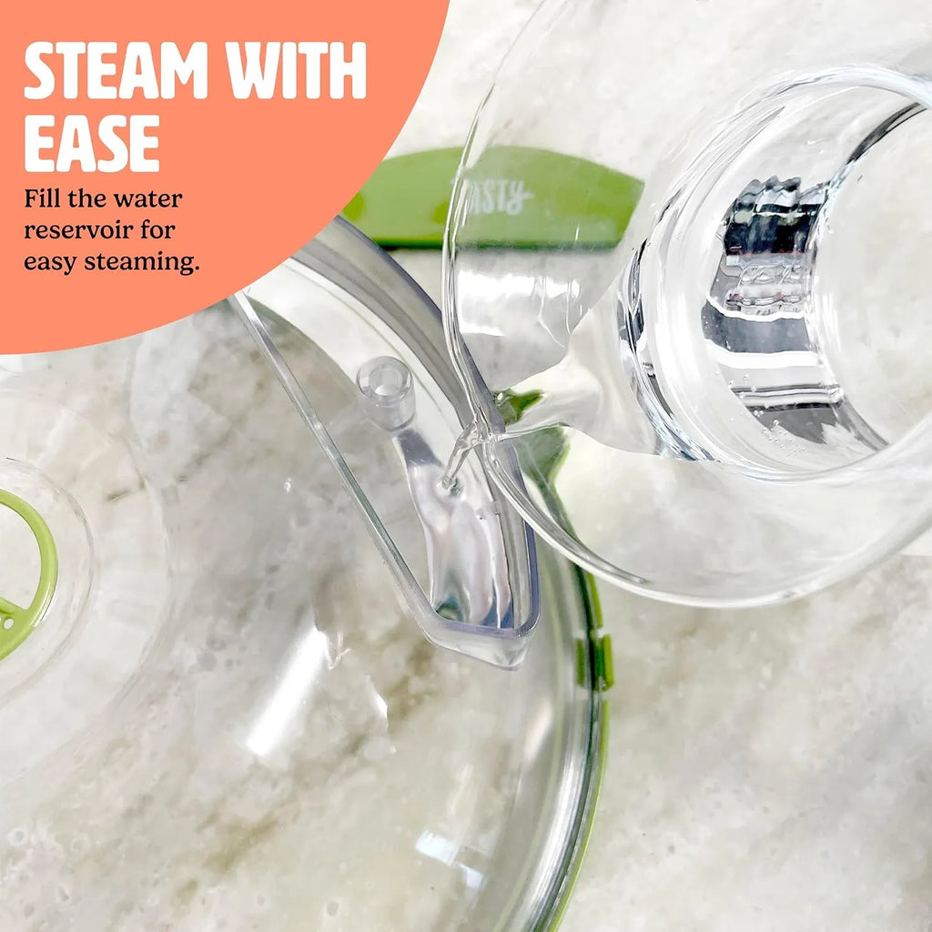 Steam-Control Microwave Splatter Cover with Water Reservoir