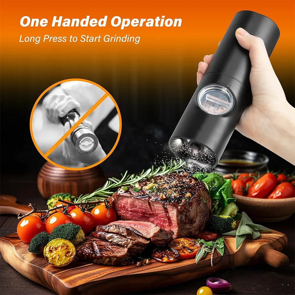 ⚡Electric Salt & Pepper Grinder Set – 2 Pack Automatic Spice Mills  🎈