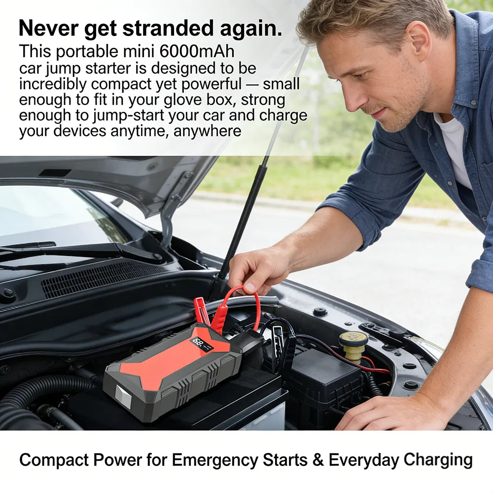 🚗 Portable Mini 6000mAh Car Jump Starter