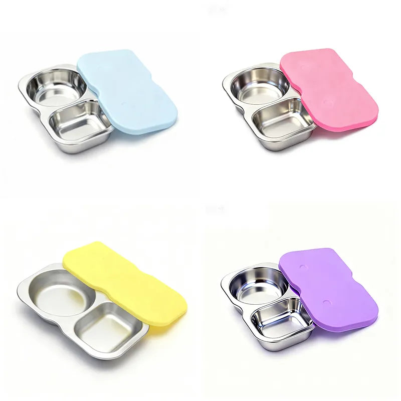 🥗 Double-Compartment Stainless Steel Snack Containers (Pack of 4)