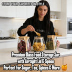 Premium Glass Food Storage Jar with Airtight Lid & Spoon – Perfect for Sugar, Tea, Spices & More 🍯