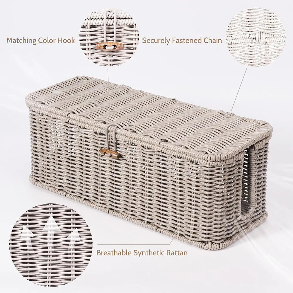 🧺 Handmade Rattan Cable Management Box