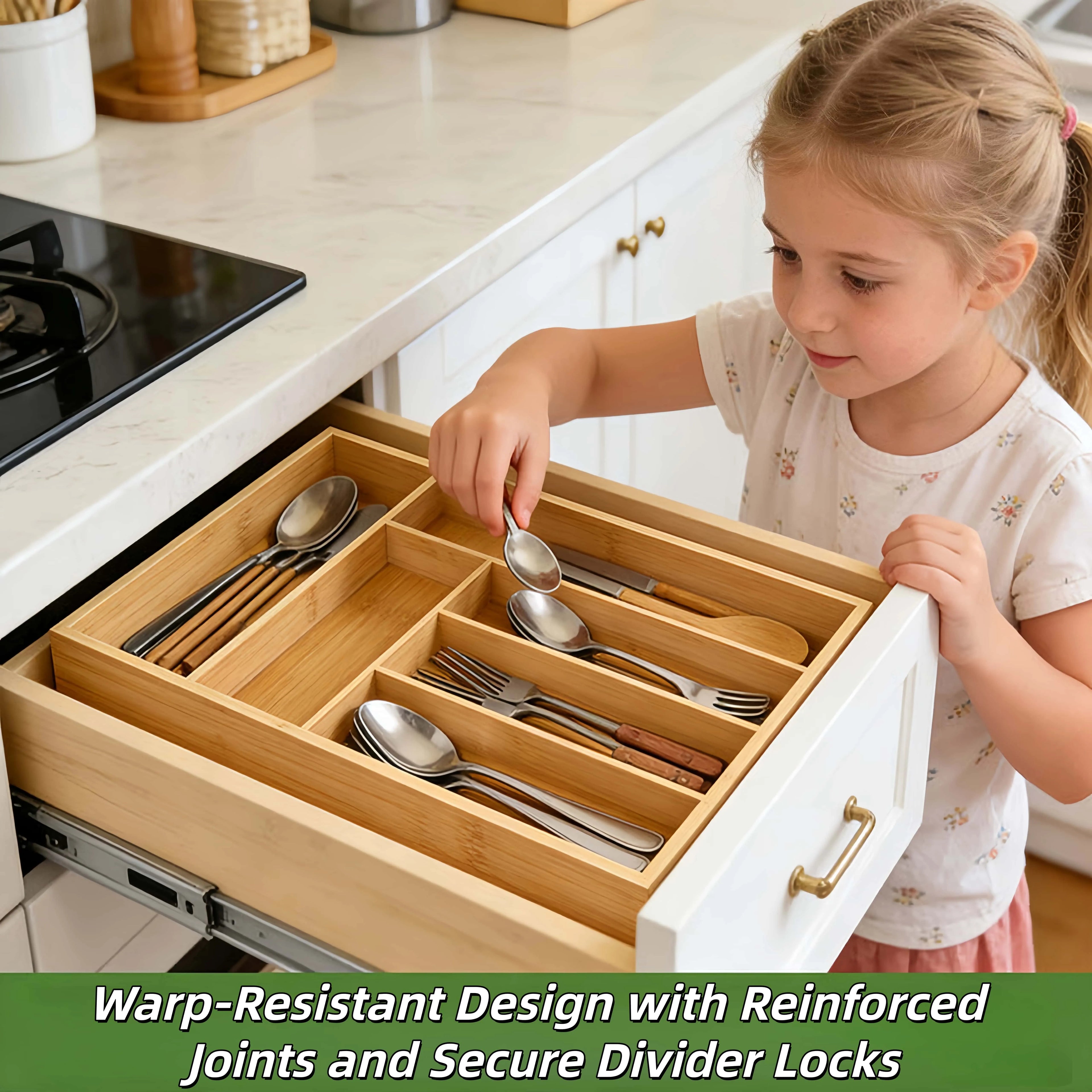 Expandable Bamboo Drawer Organizer – Versatile Compartment Storage🌿🗂️