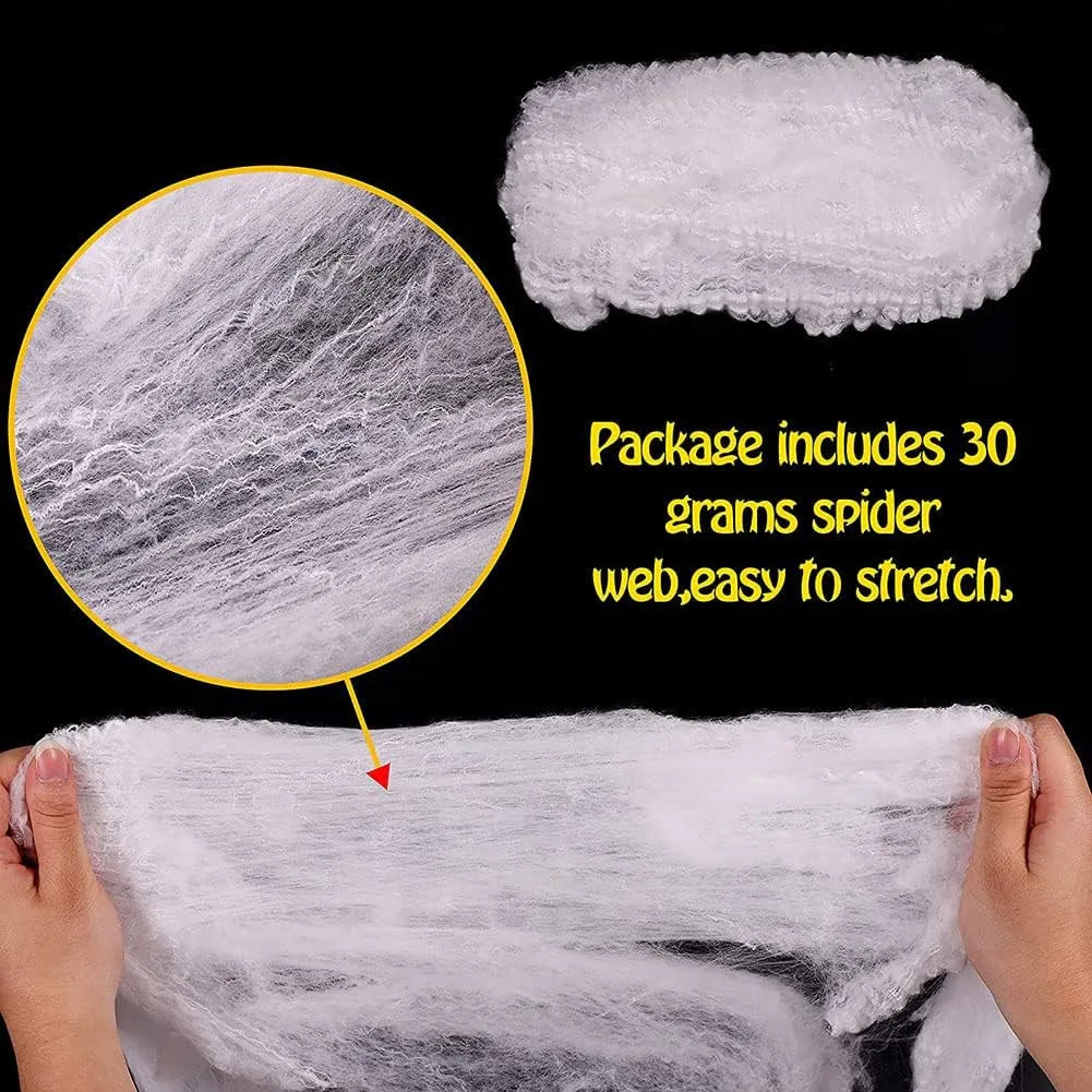 Close view of stretchable white decorative web material