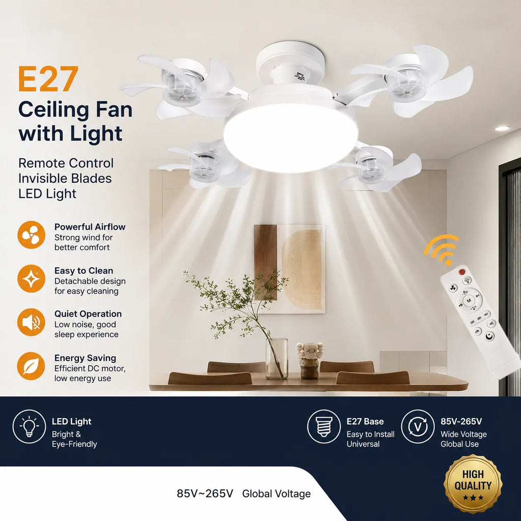 🚁 Drone-Shaped Ceiling Fan Light with Remote Control