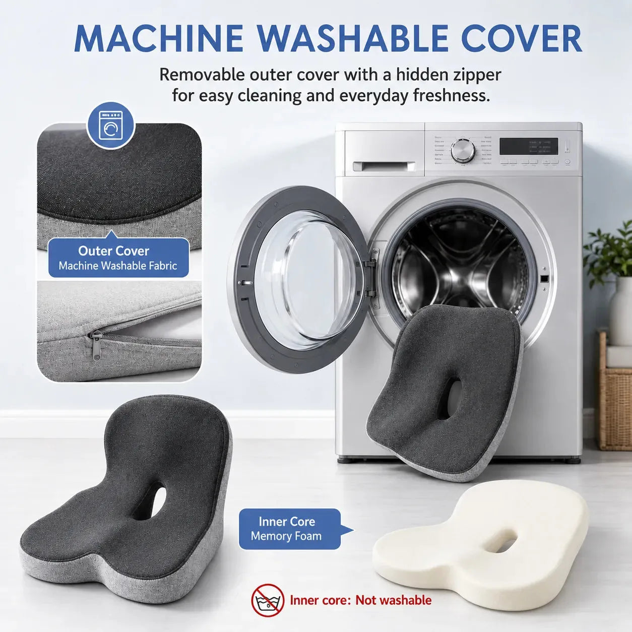 Removable washable outer cover and memory foam core