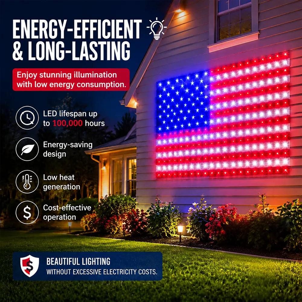 ❤️💙420 LED American Flag Light – Brilliant Patriotic Display for Every Celebration
