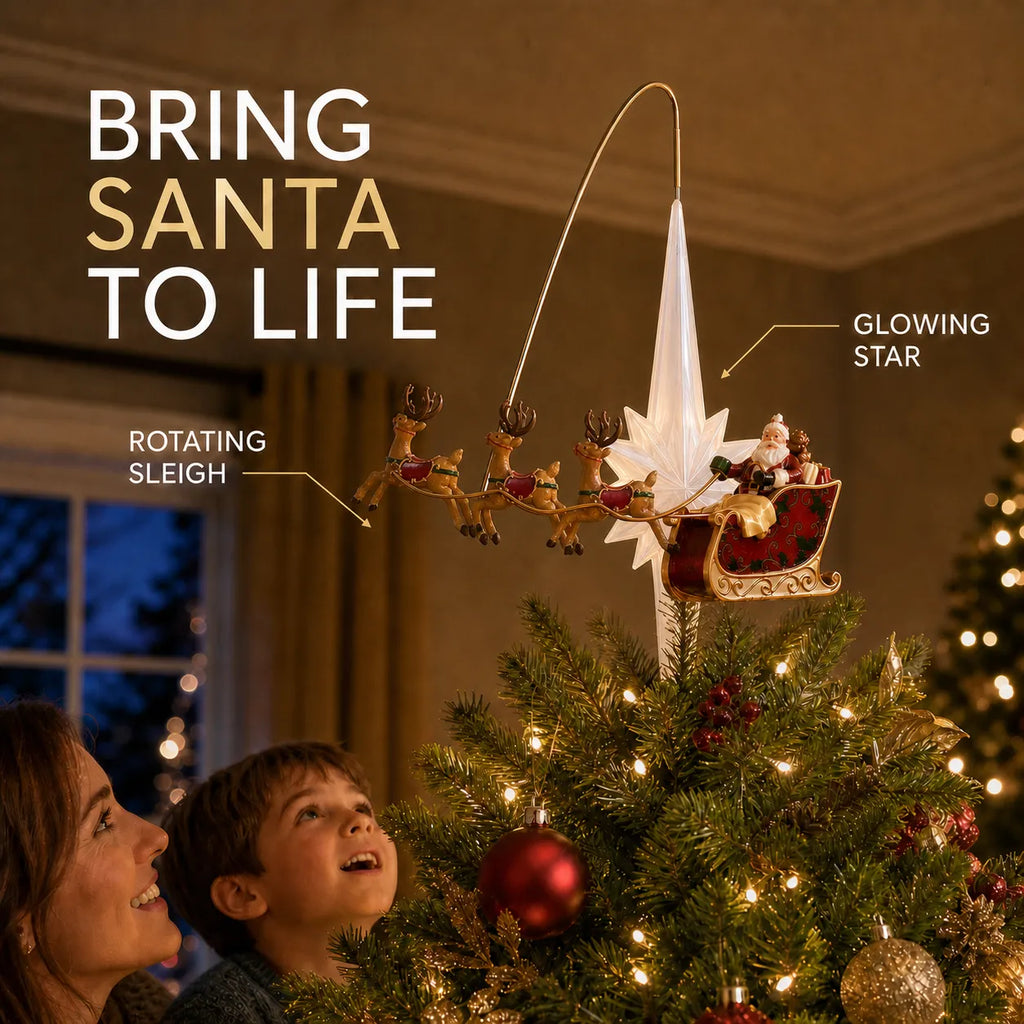 Santa’s Sleigh Animated Christmas Tree Topper