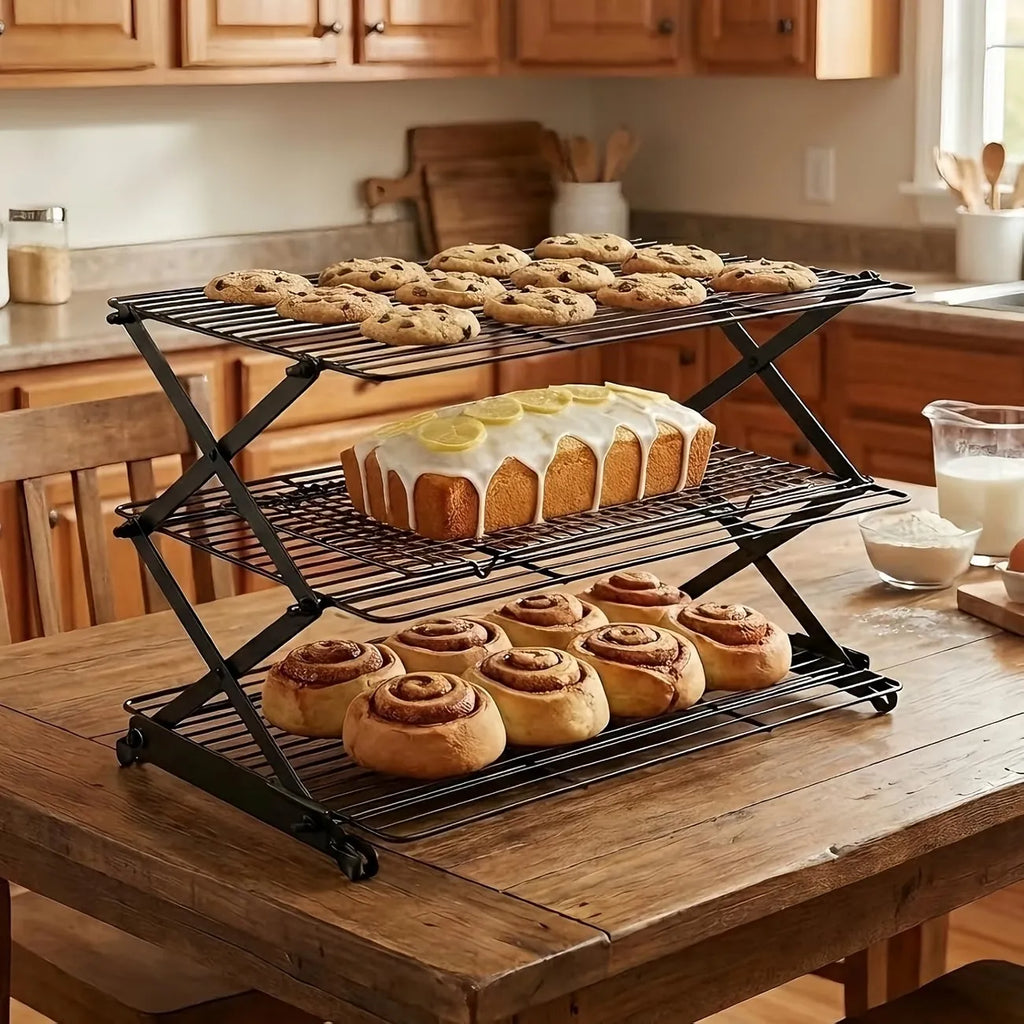 Space-Saving 3-Tier Foldable Cooling Rack